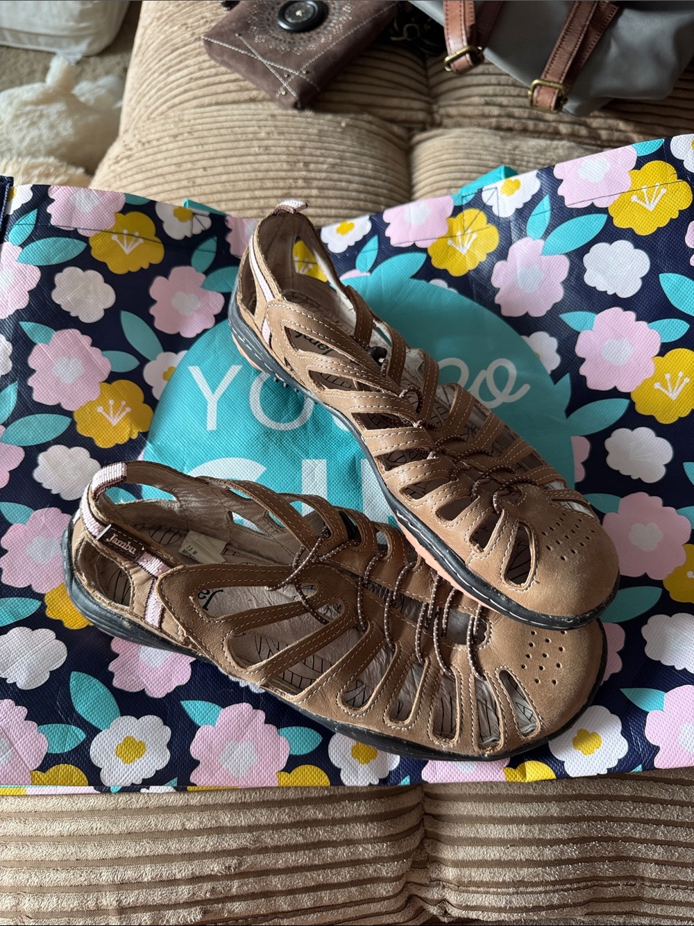 Jambu Brown Leather "barefoot" Sandals